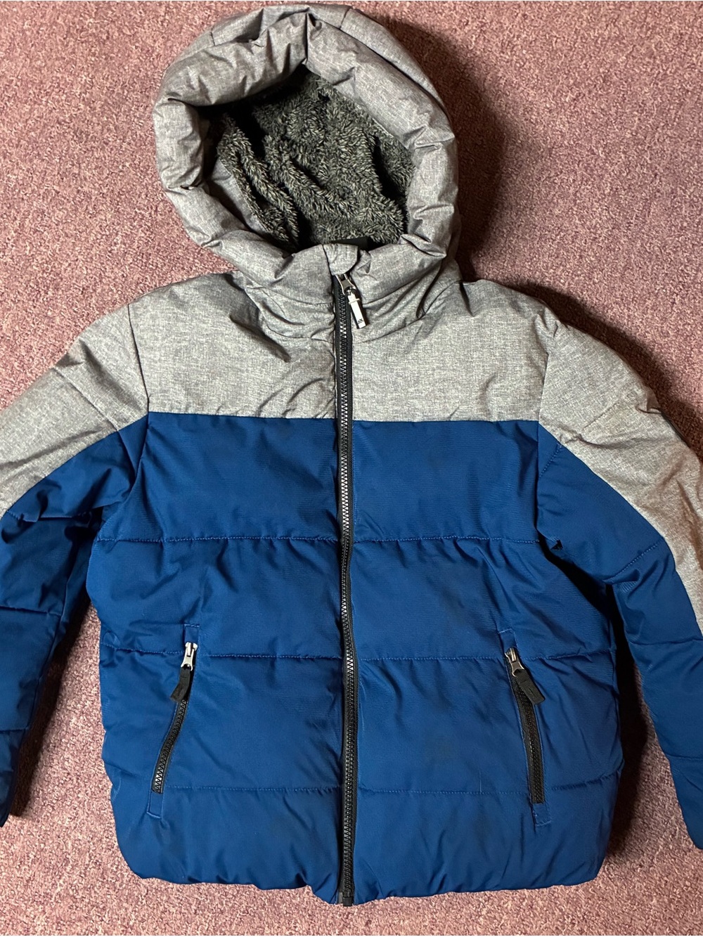 ZeroXposur Boys Colorblock Hooded Puffer Jacket - Blue & Gray